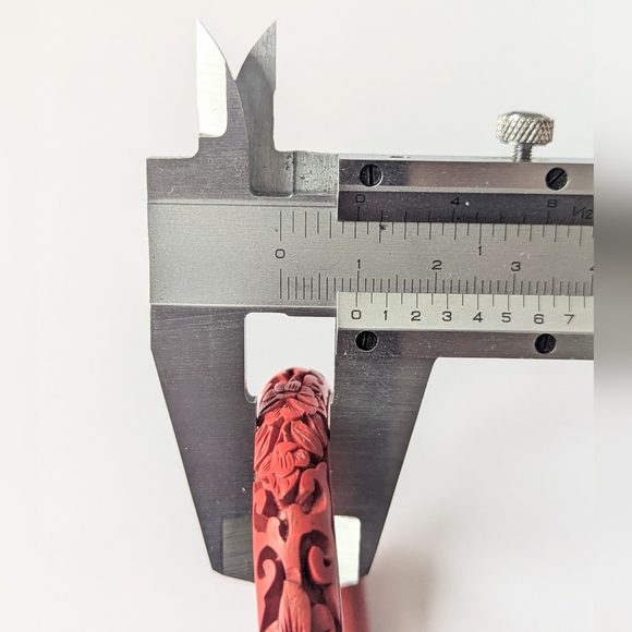 Vintage/Estate Red Carved Chinese Cinnabar Bangle Bracelets; Set of 3 - Picture 12 of 13